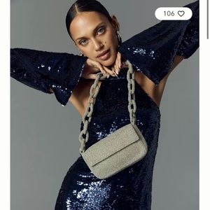 Anthropologie Sabina Musayev Mini Blue Open Back Sequin Dress